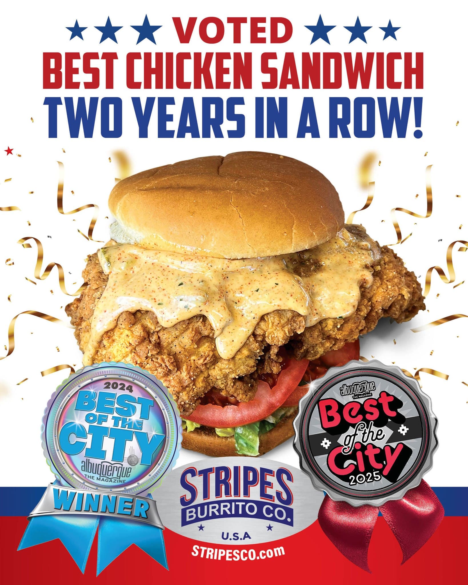 Voted Best Chicken Sandwich two years in a row