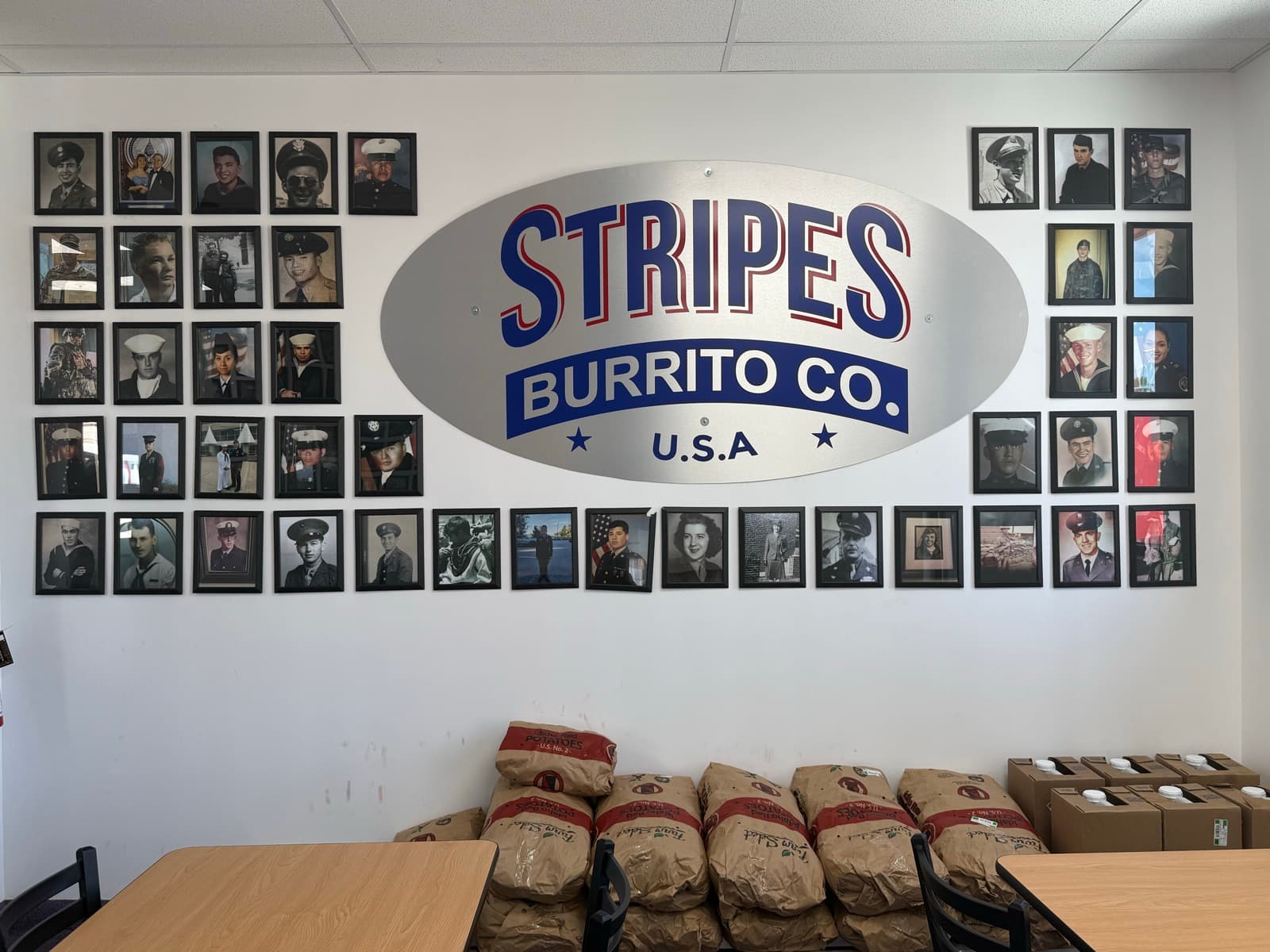 Half-circle veterans wall around the Stripes oval